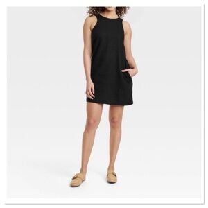 A NEW DAY Black Linen Blend Sleeveless Mini Dress